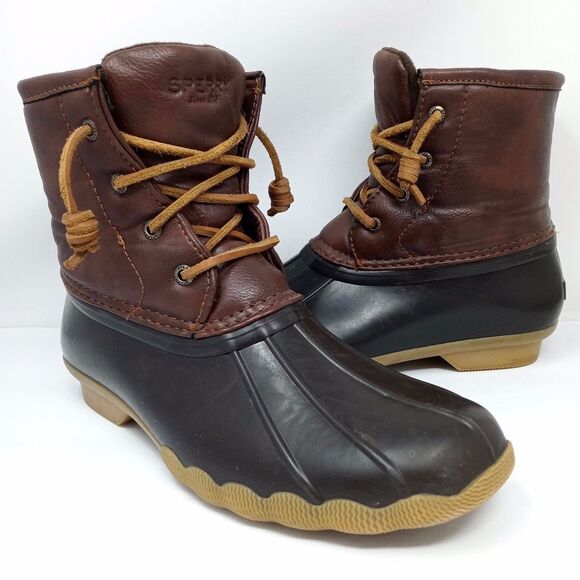Sperry Top Sider Saltwater Girls Size 5 Waterproof Rubber Rain Ankle Duck Boots - Picture 1 of 8